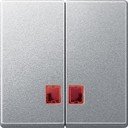 Schneider Electric System M MTN3456-0604 Клавиша двойная с красным прямоугольным окошком (индикация, алюминий)