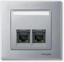 Schneider Electric System M MTN466560 Крышка розетки информационной (2xRJ45, шторка, поле для надписи, алюминий)