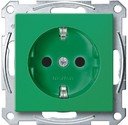 Schneider Electric Merten System M MTN2300-0304 Розетка с заземляющим контактом (16 А, под рамку, шторки, скрытая установка, зеленая)