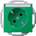 Schneider Electric Merten System M MTN2372-0304 Розетка с заземляющим контактом и полем для написи 45° (16 А, под рамку, шторки, скрытая установка, зеленая)