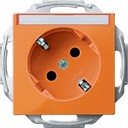 Schneider Electric Merten System M MTN2372-0302 Розетка с заземляющим контактом и полем для написи 45° (16 А, под рамку, шторки, скрытая установка, оранжевая)
