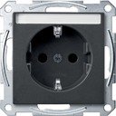 Schneider Electric Merten System M MTN2302-0414 Розетка с заземляющим контактом и полем для надписи (16 А, под рамку, шторки, скрытая установка, антрацит)