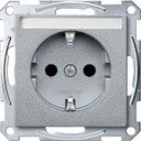 Schneider Electric Merten System M MTN2302-0460 Розетка с заземляющим контактом и полем для надписи (16 А, под рамку, шторки, скрытая установка, алюминий)