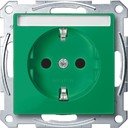 Schneider Electric Merten System M MTN2302-0304 Розетка с заземляющим контактом и полем для надписи (16 А, под рамку, шторки, скрытая установка, зеленая)