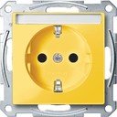 Schneider Electric Merten System M MTN2302-0307 Розетка с заземляющим контактом и полем для надписи (16 А, под рамку, шторки, скрытая установка, желтая)