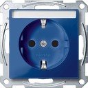 Schneider Electric Merten System M MTN2302-0378 Розетка с заземляющим контактом и полем для надписи (16 А, под рамку, шторки, скрытая установка, голубая)
