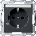 Schneider Electric Merten System M MTN2303-0414 Розетка с заземляющим контактом и полем для надписи (16 А, под рамку, индикация, шторки, скрытая установка, антрацит)