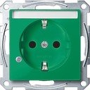 Schneider Electric Merten System M MTN2303-0304 Розетка с заземляющим контактом и полем для надписи (16 А, под рамку, индикация, шторки, скрытая установка, зеленая)