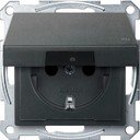 Schneider Electric Merten System M MTN2314-0414 Розетка с заземляющим контактом (IP44, 16 А, под рамку, шторки, крышка, скрытая установка, антрацит)