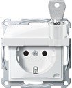 Schneider Electric Merten System M MTN2315-0319 Розетка с заземляющим контактом с замком (16 А, под рамку, крышка, шторки, скрытая установка, полярно-белая)