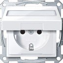 Schneider Electric Merten System M MTN2312-0325 Розетка с заземляющим контактом и полем для надписи (16 А, под рамку, крышка, шторки, скрытая установка, белая)