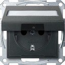 Schneider Electric Merten System M MTN2312-0414 Розетка с заземляющим контактом и полем для надписи (16 А, под рамку, крышка, шторки, скрытая установка, антрацит)