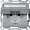 Schneider Electric Merten System M MTN2312-0460 Розетка с заземляющим контактом и полем для надписи (16 А, под рамку, крышка, шторки, скрытая установка, алюминий)
