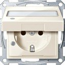 Schneider Electric Merten System M MTN2313-0344 Розетка с заземляющим контактом и полем для надписи (16 А, под рамку, крышка, индикация, шторки, скрытая установка, бежевая)