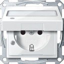 Schneider Electric Merten System M MTN2313-0319 Розетка с заземляющим контактом и полем для надписи (16 А, под рамку, крышка, индикация, шторки, скрытая установка, полярно-белая)