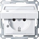 Schneider Electric Merten System M MTN2313-0325 Розетка с заземляющим контактом и полем для надписи (16 А, под рамку, крышка, индикация, шторки, скрытая установка, белая)