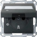 Schneider Electric Merten System M MTN2313-0414 Розетка с заземляющим контактом и полем для надписи (16 А, под рамку, крышка, индикация, шторки, скрытая установка, антрацит)