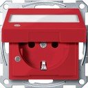 Schneider Electric Merten System M MTN2313-0306 Розетка с заземляющим контактом и полем для надписи (16 А, под рамку, крышка, индикация, шторки, скрытая установка, рубиново-красная)
