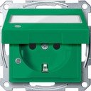 Schneider Electric Merten System M MTN2313-0304 Розетка с заземляющим контактом и полем для надписи (16 А, под рамку, крышка, индикация, шторки, скрытая установка, зеленая)