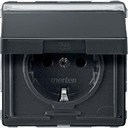 Schneider Electric Merten Aquadesign MTN2312-7214 Розетка с заземляющим контактом и полем для надписи (16 А, под рамку, шторки, скрытая установка, антрацит)