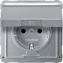 Schneider Electric Merten Aquadesign MTN2312-7260 Розетка с заземляющим контактом и полем для надписи (16 А, под рамку, шторки, скрытая установка, алюминий)