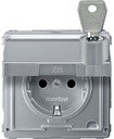 Schneider Electric Merten Aquadesign MTN2316-7260 Розетка с заземляющим контактом, замком и полем для надписи (16 А, под рамку, шторки, скрытая установка, алюминий)