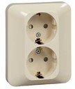 Schneider Electric Merten M-Trend MTN2320-1244 Розетка двойная с заземляющим контактом (16 А, в сборе, шторки, скрытая установка, бежевая)