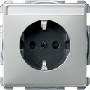 Schneider Electric Merten Artec/Antique MTN2302-4146 Розетка с заземляющим контактом (16 А, под рамку, шторки, поле для надписи, скрытая установка, сталь)
