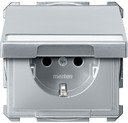 Schneider Electric Merten Artec/Antique MTN2312-4060 Розетка с заземляющим контактом (16 А, под рамку, шторки, поле для надписи, крышка, скрытая установка, алюминий)