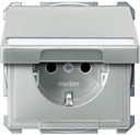 Schneider Electric Merten Artec/Antique MTN2312-4146 Розетка с заземляющим контактом (16 А, под рамку, шторки, поле для надписи, крышка, скрытая установка, сталь)