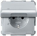 Schneider Electric Merten Artec/Antique MTN2313-4060 Розетка с заземляющим контактом (16 А, под рамку, шторки, поле для надписи, крышка, индикация, скрытая установка, алюминий)