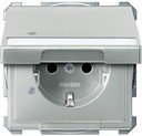 Schneider Electric Merten Artec/Antique MTN2313-4146 Розетка с заземляющим контактом (16 А, под рамку, шторки, поле для надписи, крышка, индикация, скрытая установка, сталь)