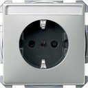 Schneider Electric Merten Artec/Antique MTN2402-4146 Розетка с заземляющим контактом (16 А, под рамку, шторки, поле для надписи, скрытая установка, сталь)