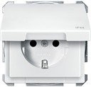 Schneider Electric Merten Artec/Antique MTN2414-4019 Розетка с заземляющим контактом (IP44, 16 А, под рамку, крышка, шторки, скрытая установка, полярно-белая)