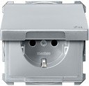 Schneider Electric Merten Artec/Antique MTN2414-4060 Розетка с заземляющим контактом (IP44, 16 А, под рамку, крышка, шторки, скрытая установка, алюминий)