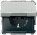 Schneider Electric Merten Artec/Antique MTN2414-4146 Розетка с заземляющим контактом (IP44, 16 А, под рамку, крышка, шторки, скрытая установка, сталь)