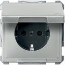 Schneider Electric Merten Artec/Antique MTN2314-4146 Розетка с заземляющим контактом (IP44, 16 А, под рамку, шторки, крышка, скрытая установка, сталь)