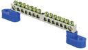 EKF sn1-63-14-2 Шина "0" N (6x9мм) 14 отв. никель 2 синих угловых изолятора PROxima