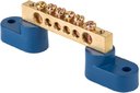 Шина "0" N (8х12мм) 6 отверстий латунь 2 синих угловых изолятора PROxima