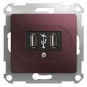 Schneider Electric Glossa GSL001132 Розетка USB (2xUSB, под рамку, скрытая установка, баклажан)