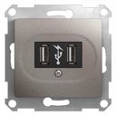 Schneider Electric Glossa GSL001232 Розетка USB (2xUSB, под рамку, скрытая установка, платина)