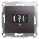 Schneider Electric Glossa GSL001432 Розетка USB (2xUSB, под рамку, скрытая установка, сиреневая)