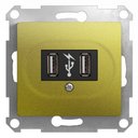 Schneider Electric Glossa GSL001032 Розетка USB (2xUSB, под рамку, скрытая установка, фисташковая)