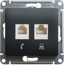 Schneider Electric Glossa GSL000785KK Розетка двойная компьютерная (2xRJ45, под рамку, скрытая установка, антрацит)
