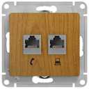 Schneider Electric Glossa GSL000585KK Розетка двойная компьютерная (2xRJ45, под рамку, скрытая установка, дуб)