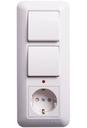 Schneider Electric Прима BK2VR-007V-BI Блок комбинированный (2 кл.+1 роз., 16 А, в сборе, скрытая установка, подсветка, з/к, шторки, IP20, белый)
