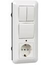 Schneider Electric Прима BK2VR-007A-BI Блок комбинированный (3 кл.+1 роз., 16 А, в сборе, скрытая установка, подсветка, з/к, шторки, IP20, белый)