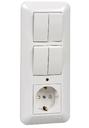 Schneider Electric Прима BK2VR-007B-BI Блок комбинированный (4 кл.+1 роз., 16 А, в сборе, скрытая установка, подсветка, з/к, шторки, IP20, белый)