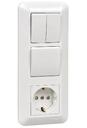 Schneider Electric Прима BK2VR-008A-BI Блок комбинированный (3 кл.+1 роз., 16 А, в сборе, скрытая установка, з/к, шторки, IP20, белый)