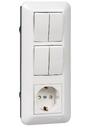 Schneider Electric Прима BK2VR-008B-BI Блок комбинированный (4 кл.+1 роз., 16 А, в сборе, скрытая установка, з/к, шторки, IP20, белый)